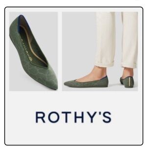 NEW Rothyβs Safari Green The Point Animal Print Women's Flats Retired & Rare 12